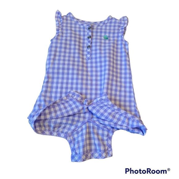 Carhartt Girls’ Infant Woven Plaid Purple White Romper 6M - Picture 7 of 12